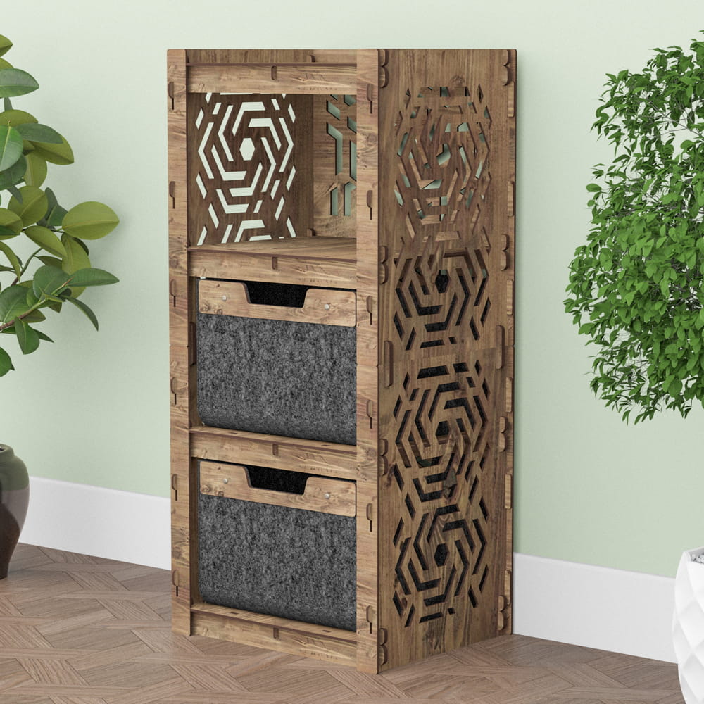 Hexagonica Комод на 2 ящика черные корзинки Chevron 2В (900В х 413Ш х 345Г)