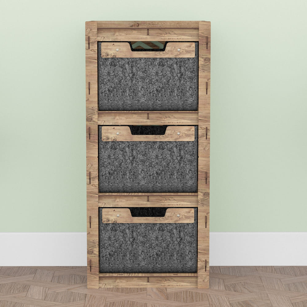 Hexagonica Комод на 3 ящика черные корзинки Chevron 3В (900В х 413Ш х 345Г)