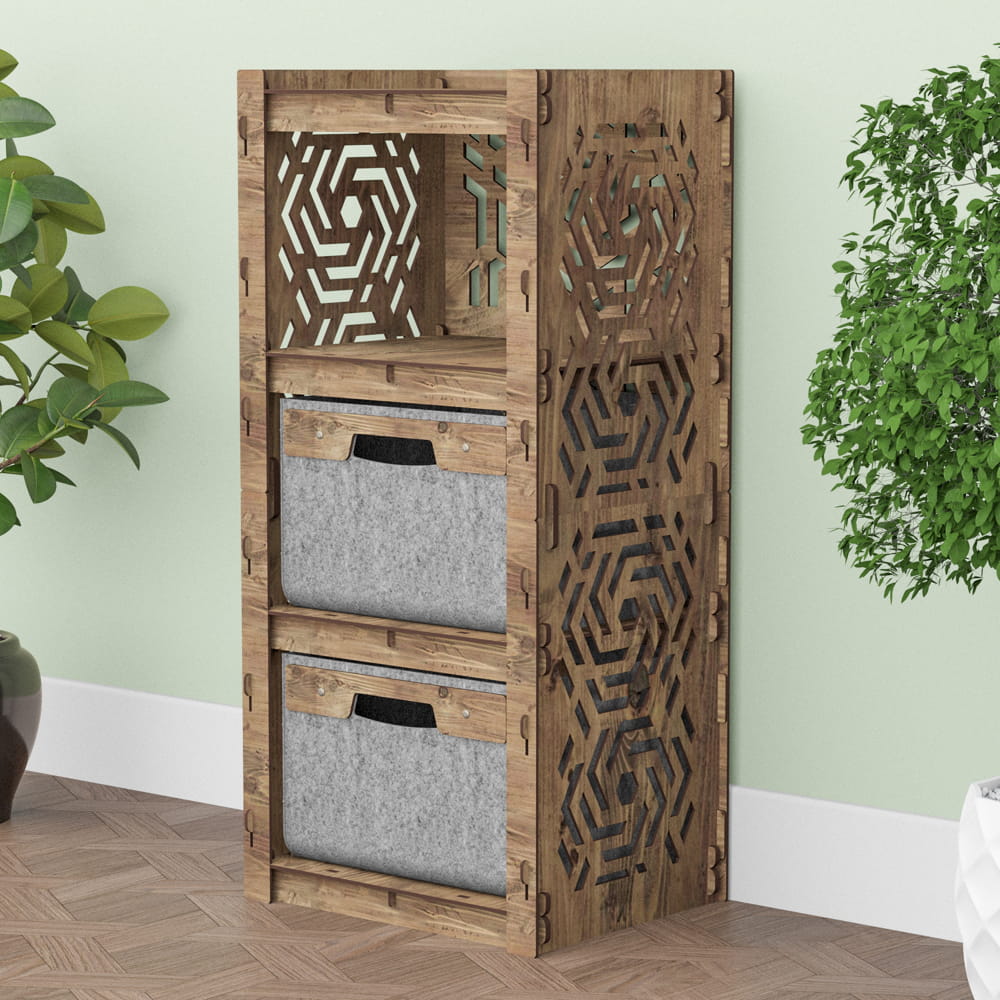 Hexagonica Комод на 2 ящика серые корзинки Chevron 2В (900В х 413Ш х 345Г)