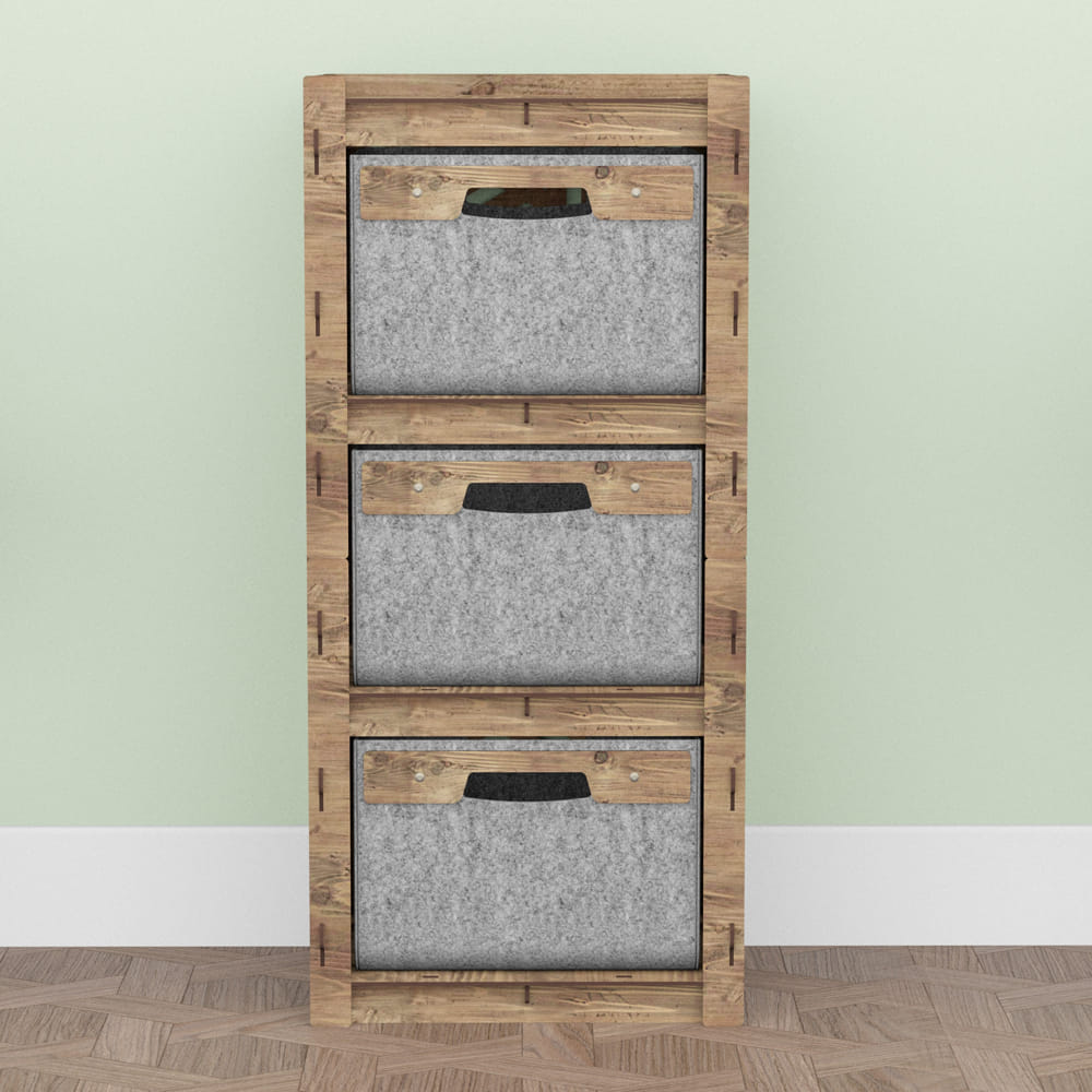 Hexagonica Комод на 3 ящика серые корзинки Chevron 3В (900В х 413Ш х 345Г)