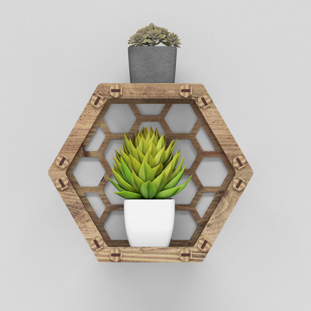 Hexagonica Шестигранна Полиця із задньою стінкою