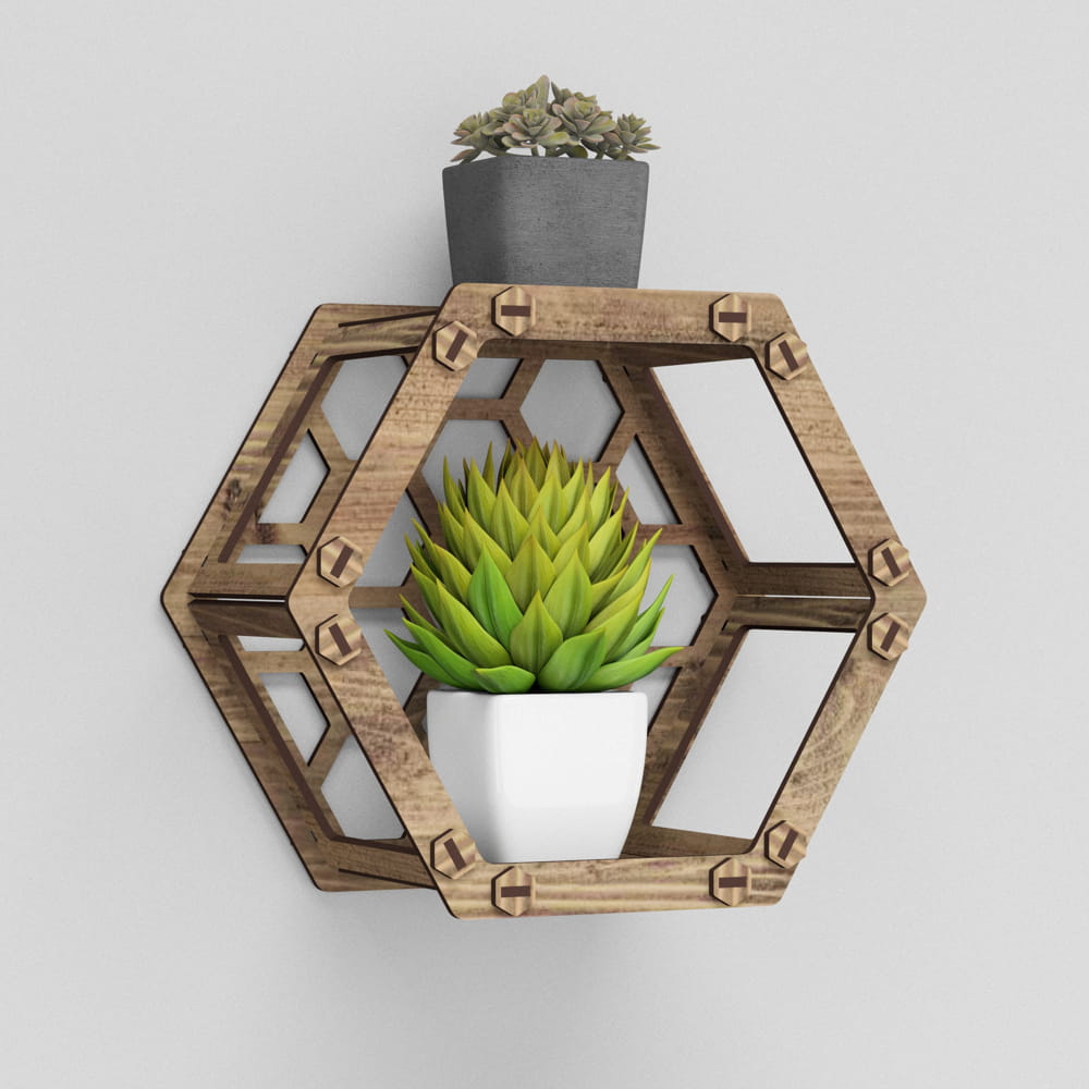 Hexagonica Шестигранна Полиця із задньою стінкою