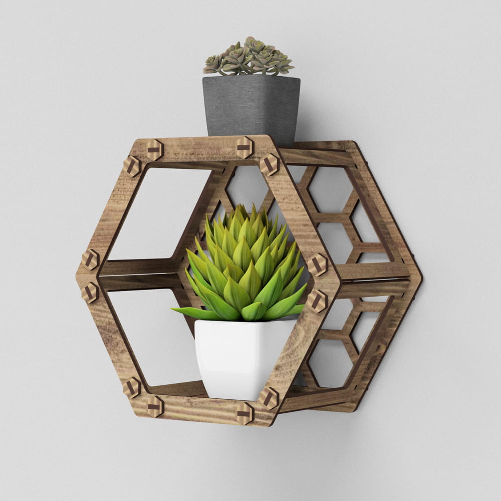 Hexagonica Шестигранна Полиця із задньою стінкою