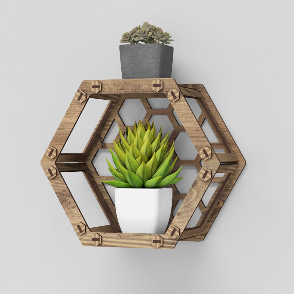 Hexagonica Шестигранна Полиця із задньою стінкою