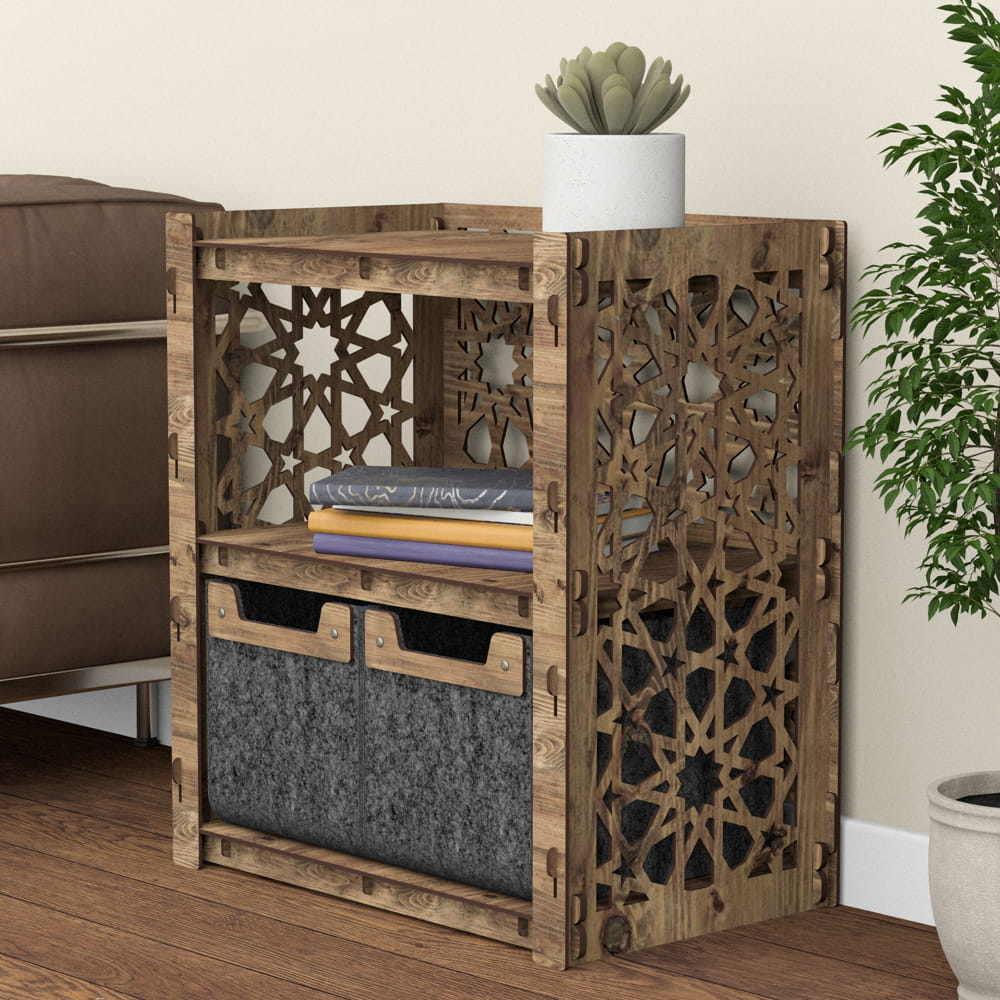 Hexagonica Прикроватная Тумба Arabic на 2 ящика черные корзинки 2М (600В х 528Ш х 345Г)