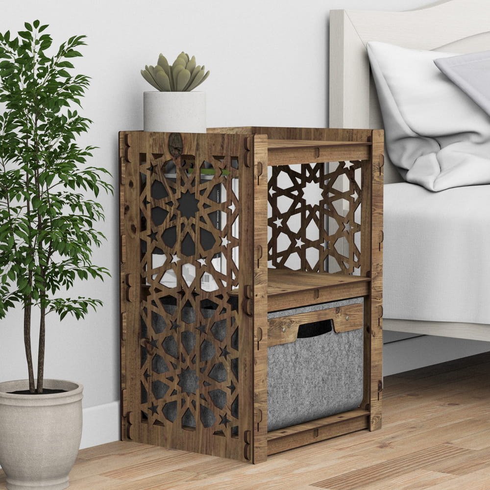 Hexagonica Прикроватная Тумба Arabic с серым ящиком 1В (600В х 413Ш х 345Г)