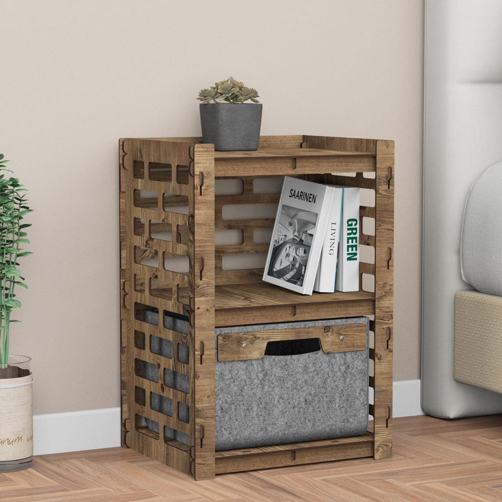 Hexagonica Прикроватная Тумба Brickwall с серым ящиком 1В (600В х 413Ш х 345Г)