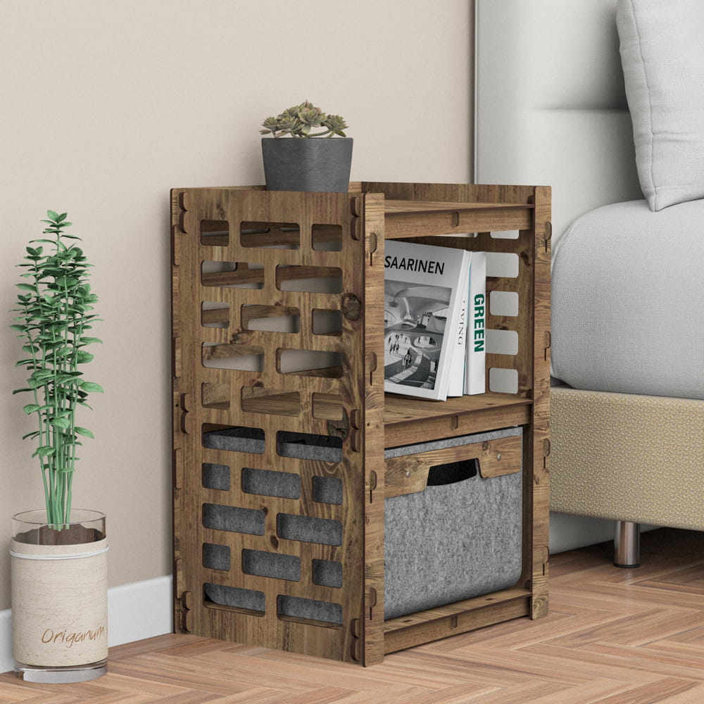Hexagonica Прикроватная Тумба Brickwall с серым ящиком 1В (600В х 413Ш х 345Г)