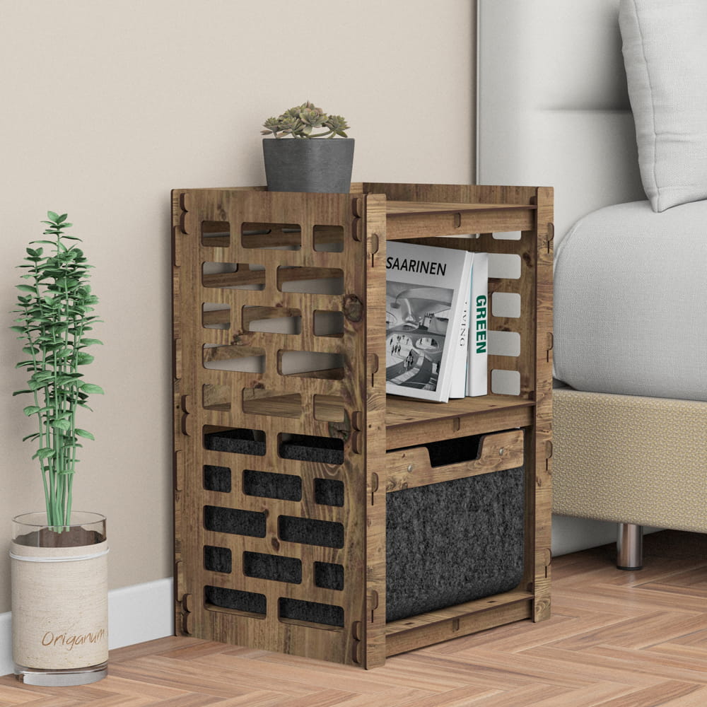 Hexagonica Прикроватная Тумба Brickwall с черным ящиком 1В (600В х 413Ш х 345Г)