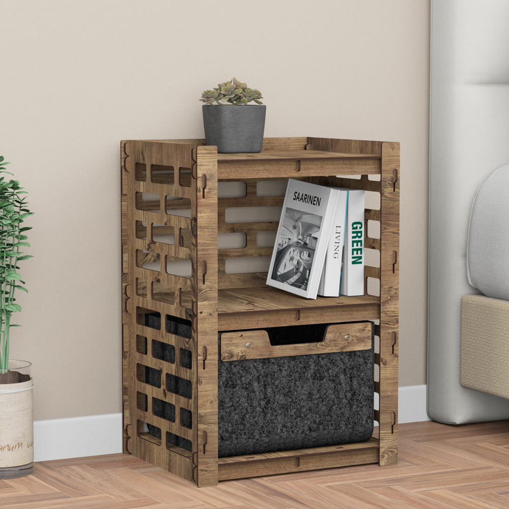 Hexagonica Прикроватная Тумба Brickwall с черным ящиком 1В (600В х 413Ш х 345Г)