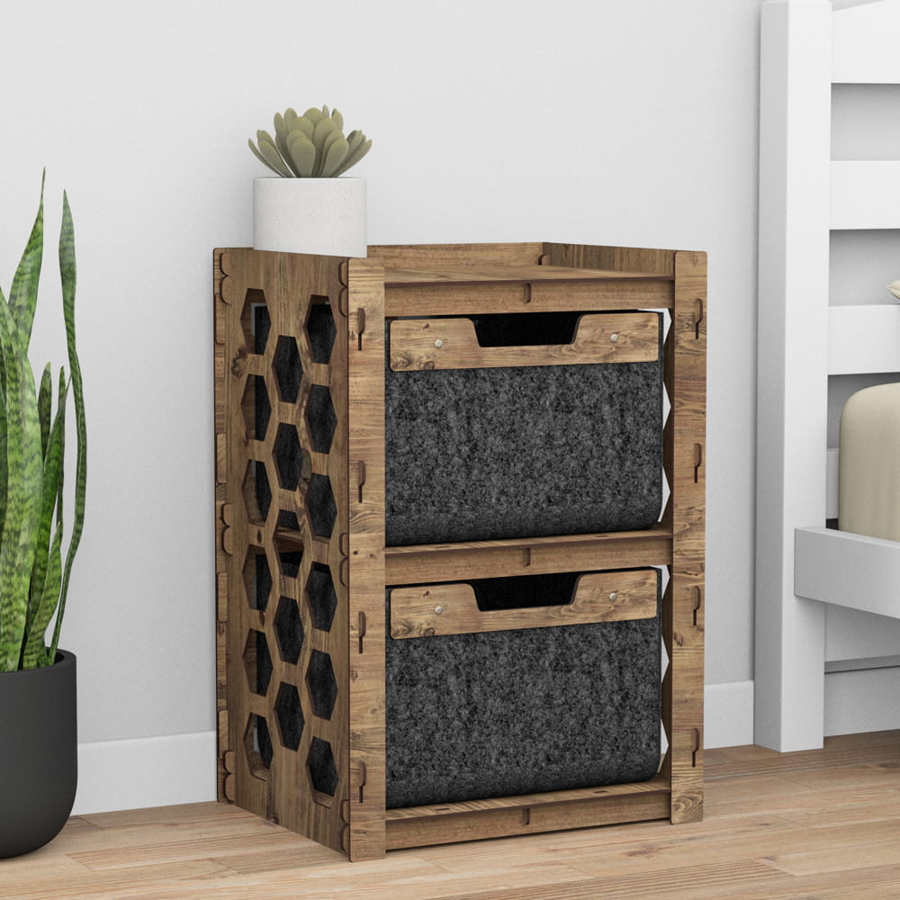Hexagonica Прикроватная Тумба Honeycomb на 2 ящика черные корзинки 2В (600В х 413Ш х 345Г)