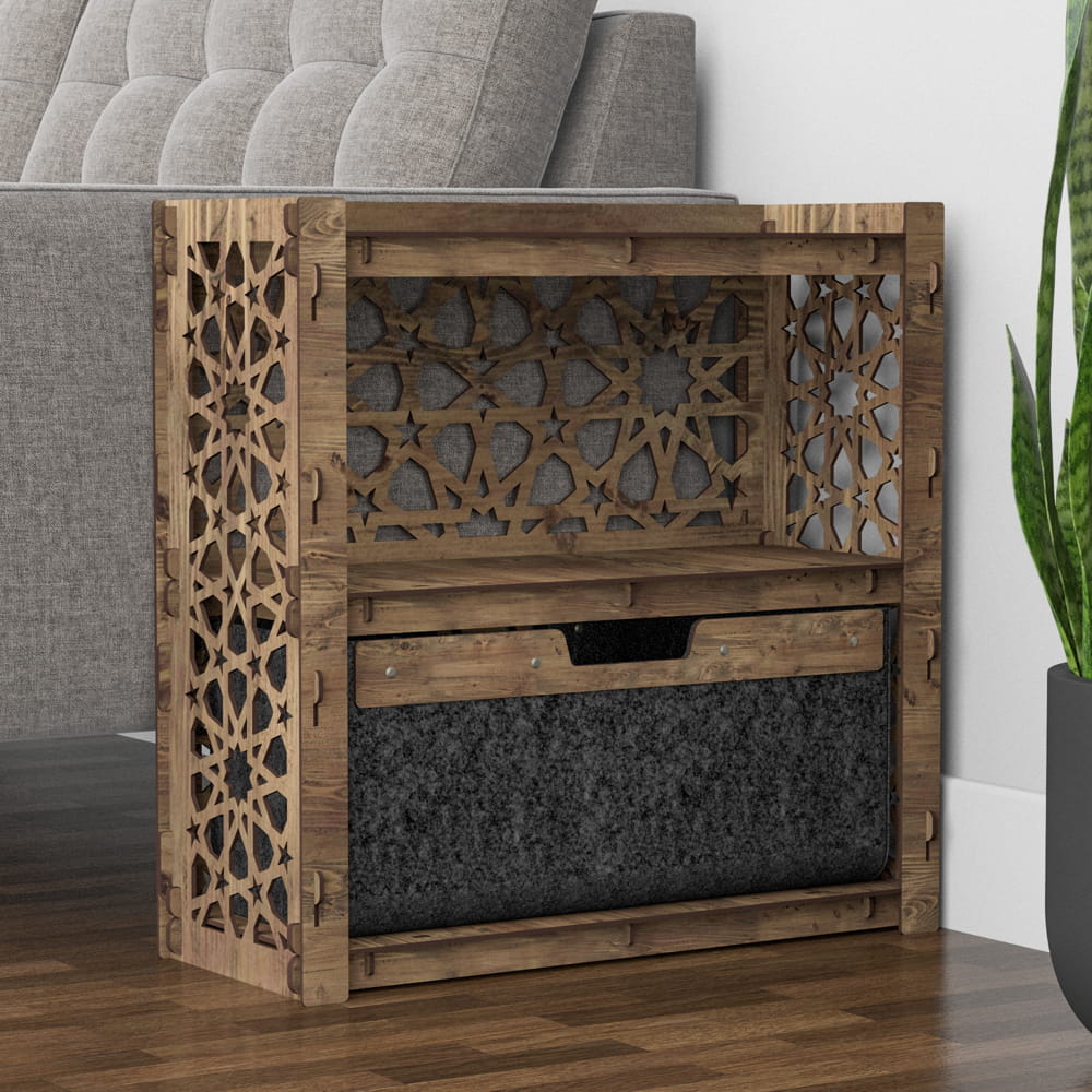 Hexagonica Прикроватная Тумба Arabic с черным ящиком 1В (600В х 600Ш х 254Г)