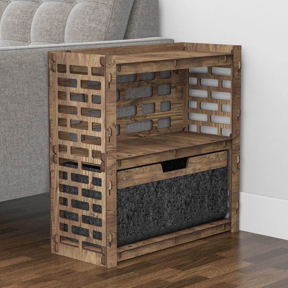 Hexagonica Прикроватная Тумба Brickwall с черным ящиком 1В (600В х 600Ш х 254Г)