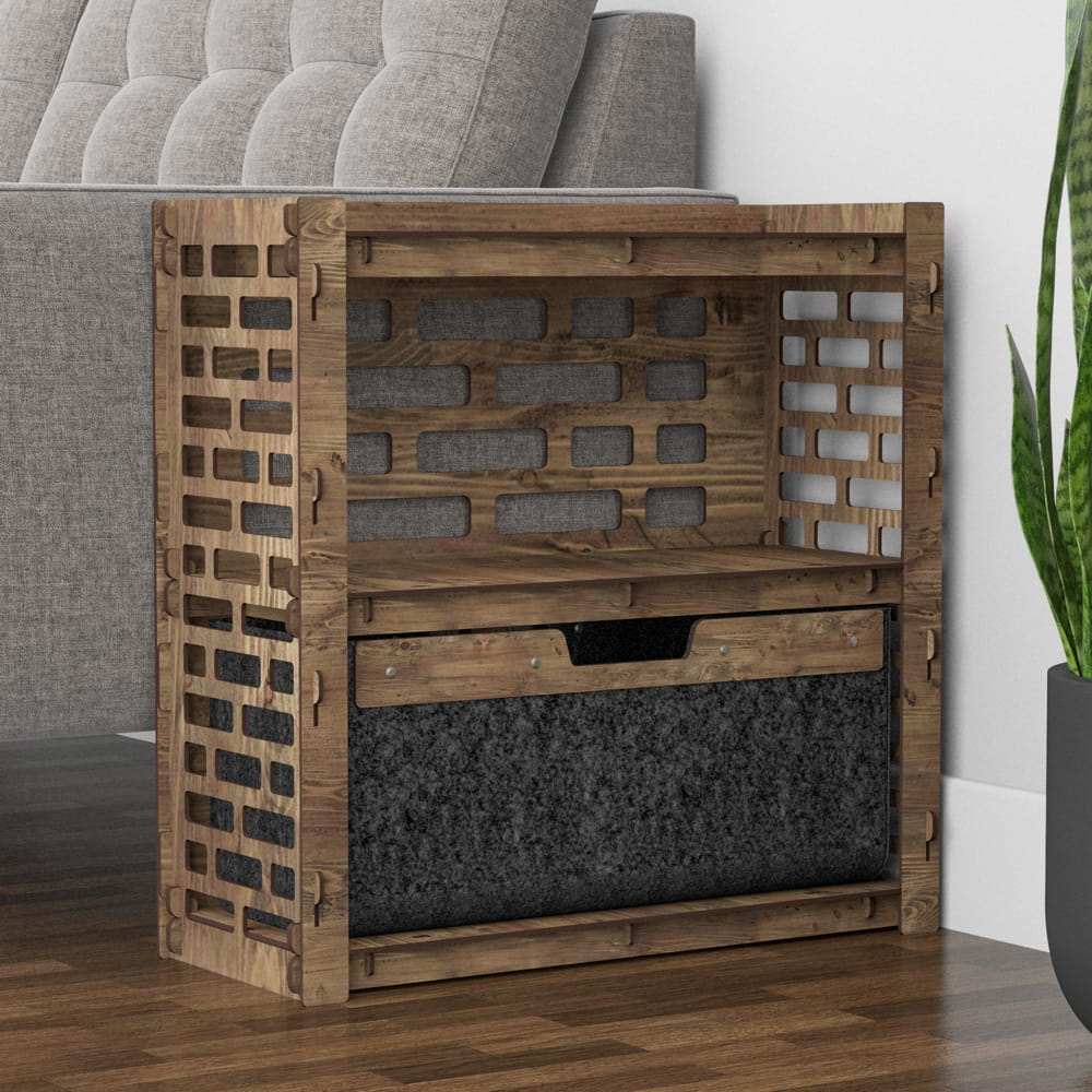 Hexagonica Прикроватная Тумба Brickwall с черным ящиком 1В (600В х 600Ш х 254Г)