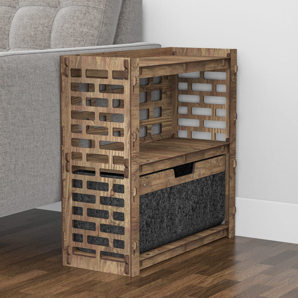 Hexagonica Прикроватная Тумба Brickwall с черным ящиком 1В (600В х 600Ш х 254Г)