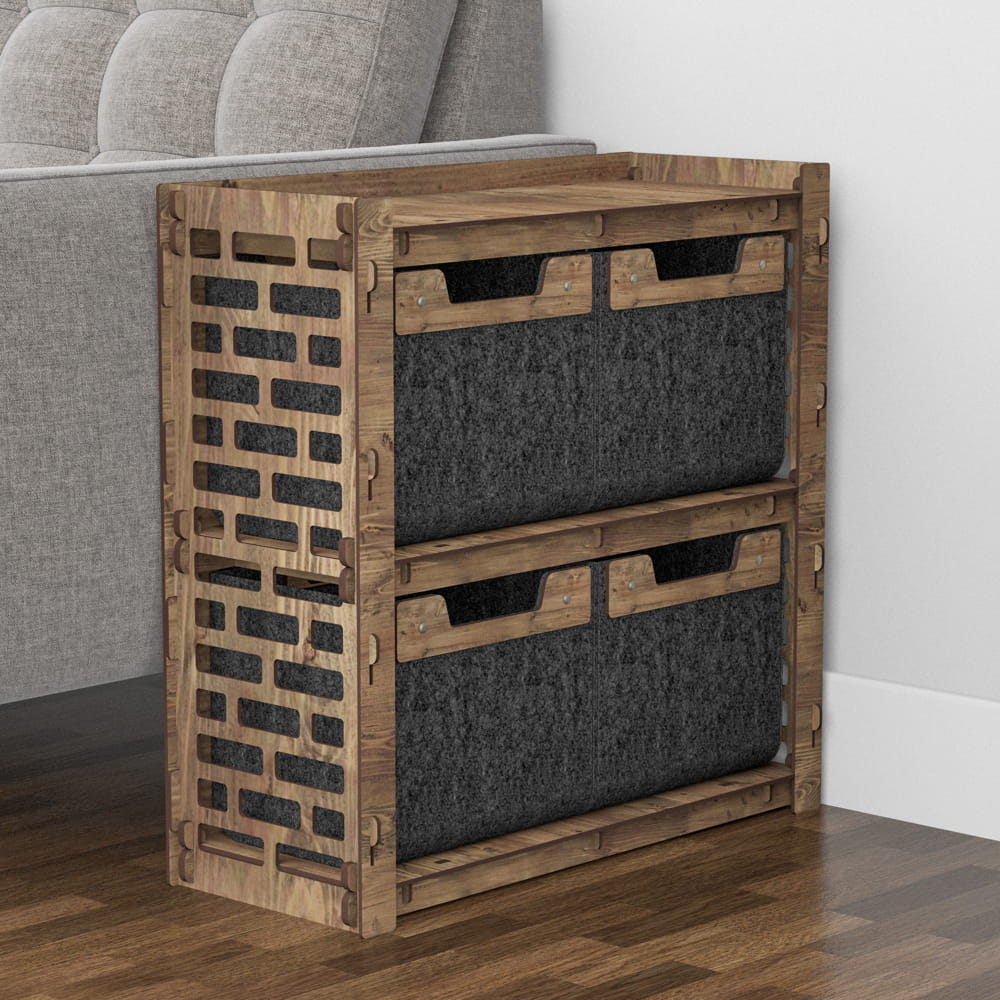 Hexagonica Прикроватная Тумба Brickwall на 4 ящика черные корзинки 4М (600В х 600Ш х 254Г)