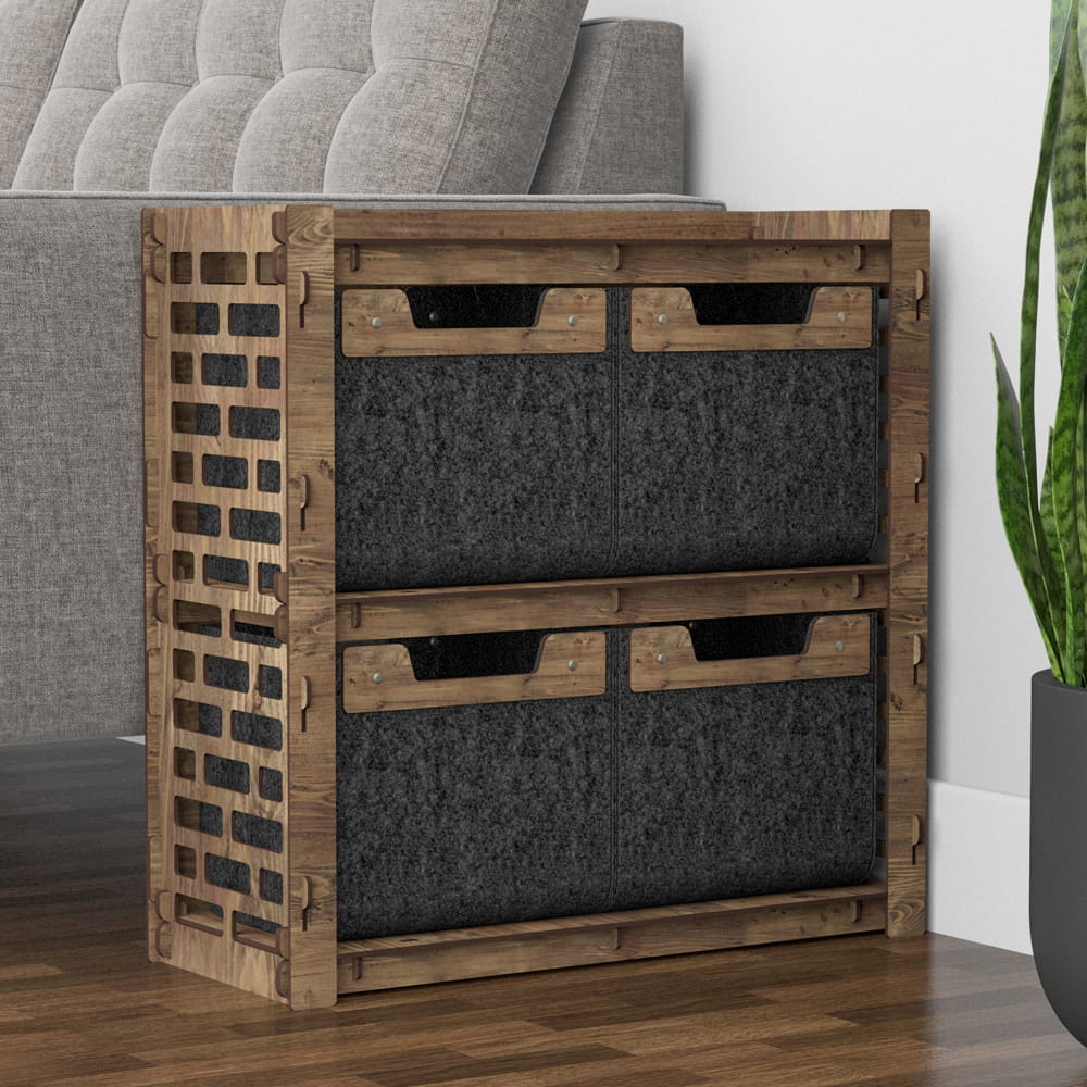 Hexagonica Прикроватная Тумба Brickwall на 4 ящика черные корзинки 4М (600В х 600Ш х 254Г)