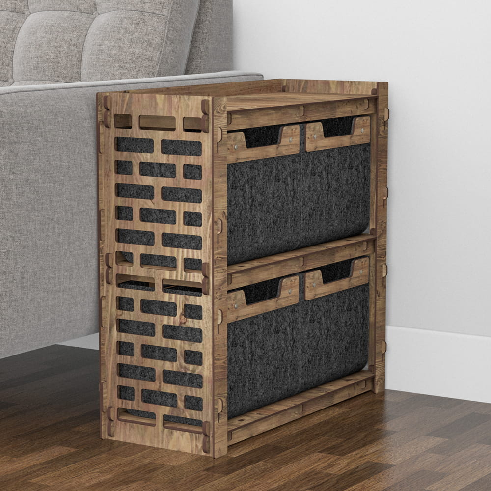Hexagonica Прикроватная Тумба Brickwall на 4 ящика черные корзинки 4М (600В х 600Ш х 254Г)