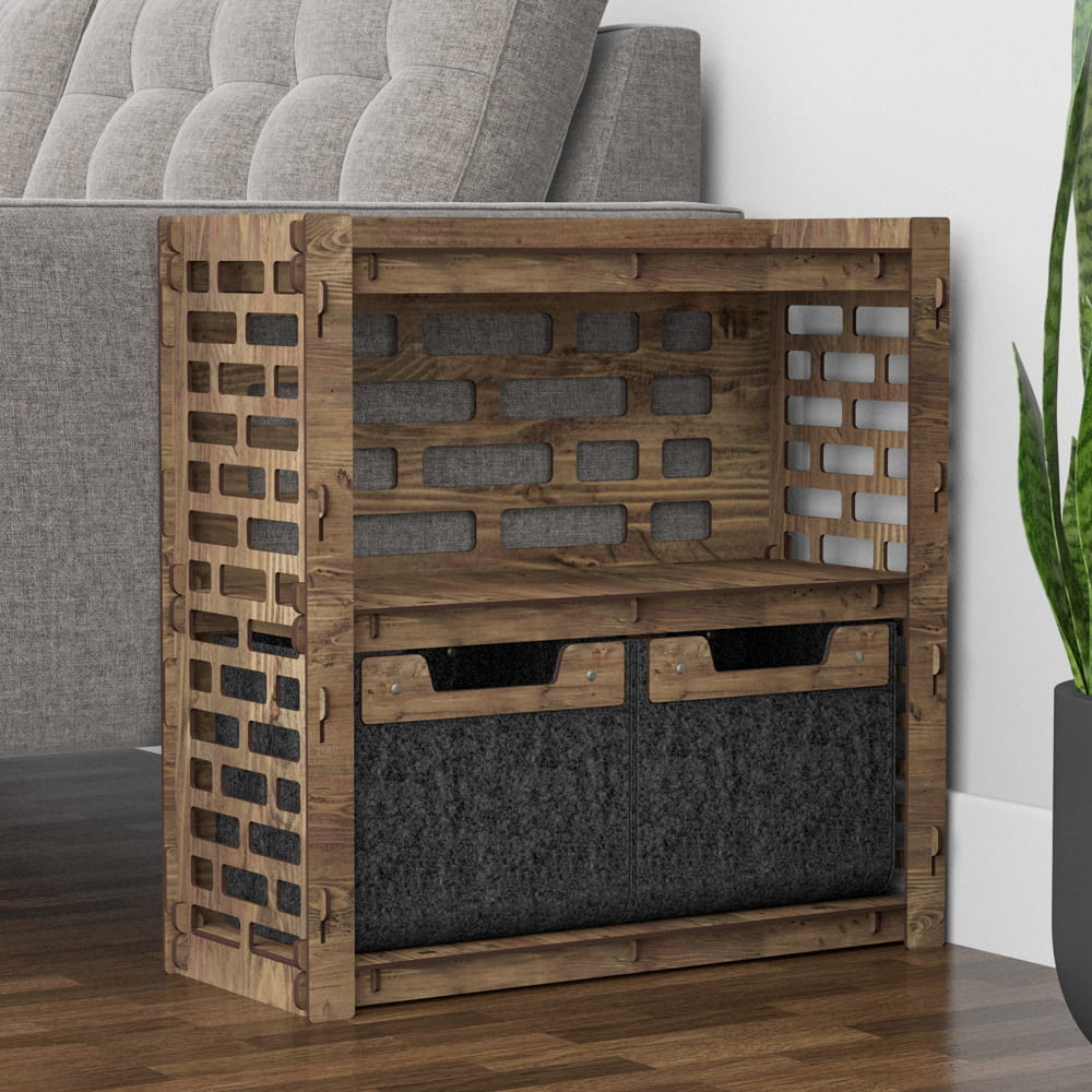 Hexagonica Прикроватная Тумба Brickwall на 2 ящика черные корзинки 2М (600В х 600Ш х 254Г)