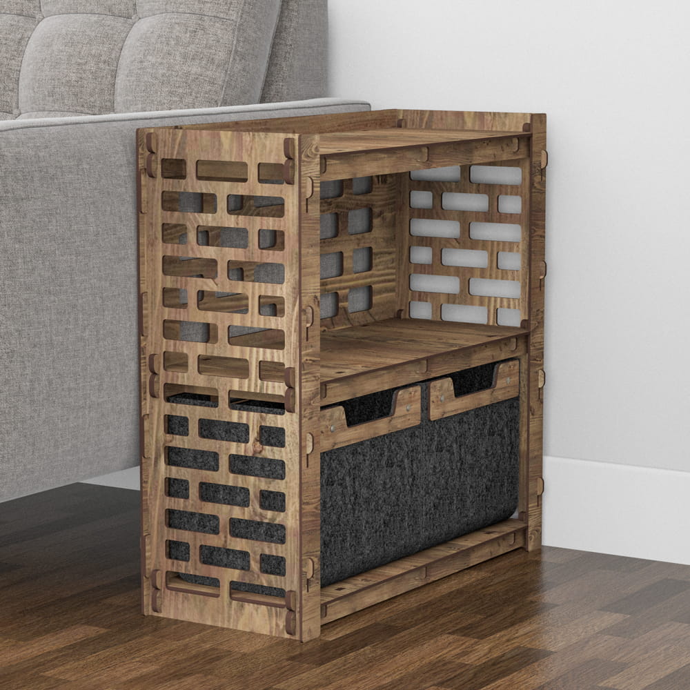 Hexagonica Прикроватная Тумба Brickwall на 2 ящика черные корзинки 2М (600В х 600Ш х 254Г)