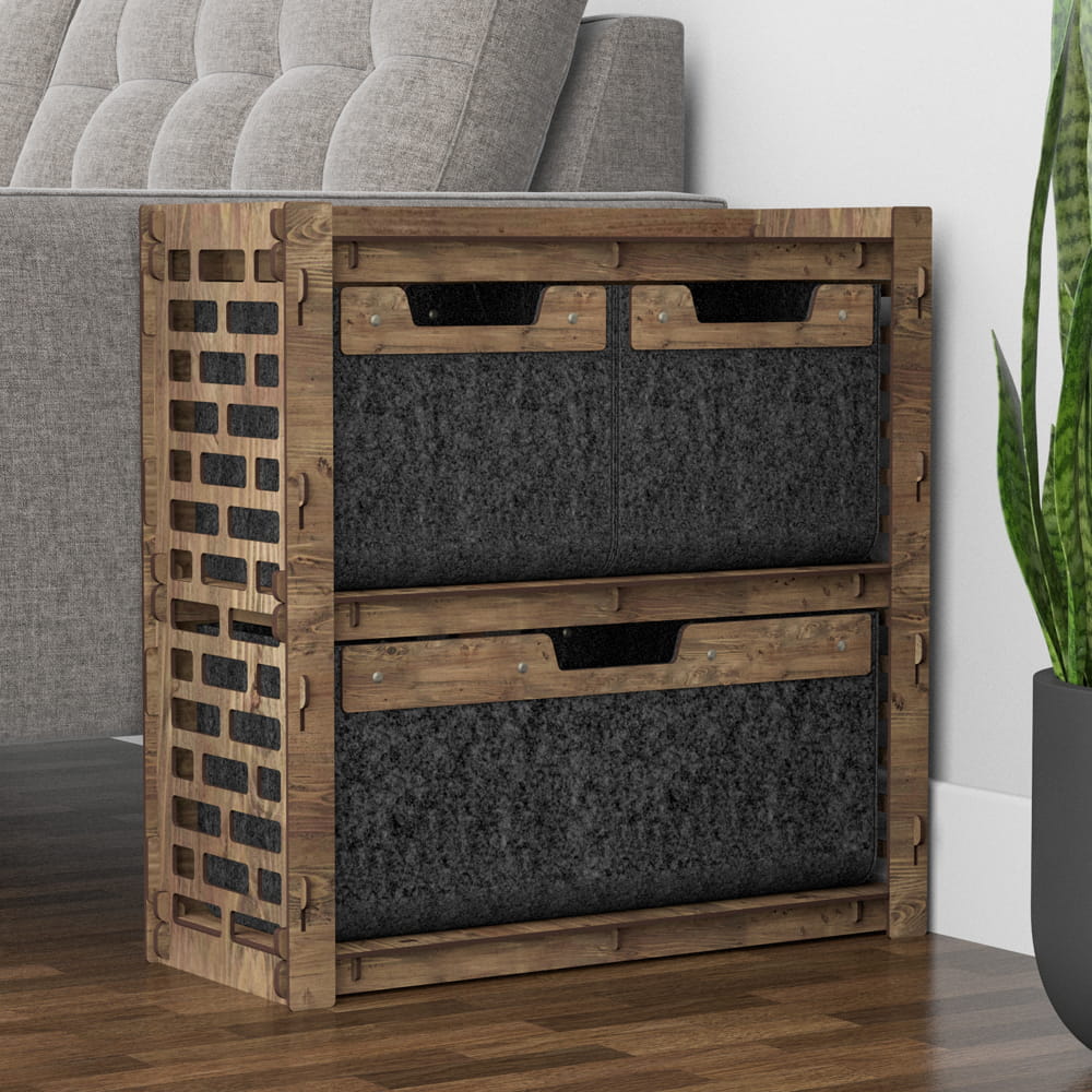 Hexagonica Прикроватная Тумба Brickwall на 3 ящика черные корзинки 2М+1В (600В х 600Ш х 254Г)