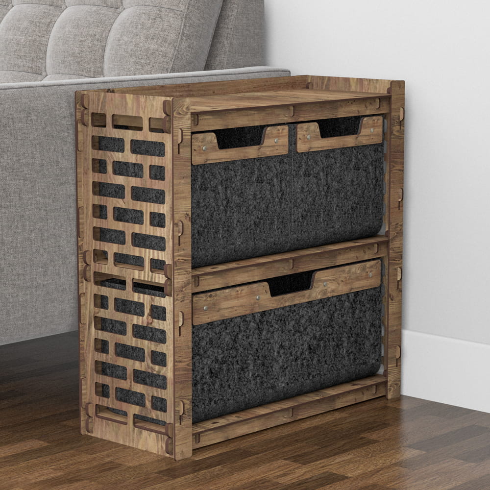 Hexagonica Прикроватная Тумба Brickwall на 3 ящика черные корзинки 2М+1В (600В х 600Ш х 254Г)