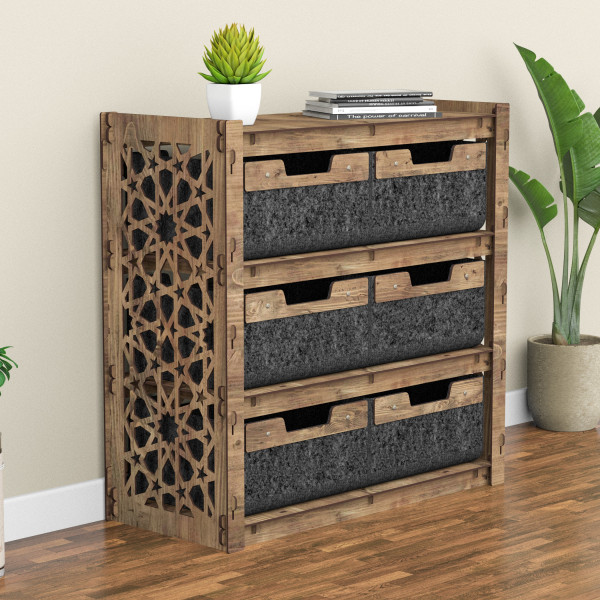 Hexagonica Комод на 6 ящиков черные корзинки Arabic 6В (750В х 750Ш х 345Г)