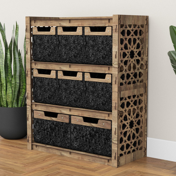 Hexagonica Комод на 8 ящиков черные корзинки Arabic 6М+2В (900В х 750Ш х 345Г)