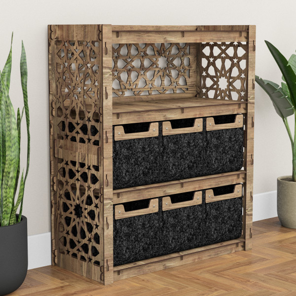 Hexagonica Комод на 6 шухляд чорні кошики Arabic 6М (900В х 750Ш х 345Г)