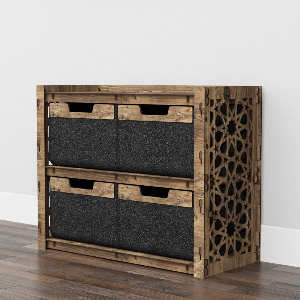 Hexagonica Низький Комод на 4 шухляди чорні кошики Arabic 4В (600В х 750Ш х 345Г)