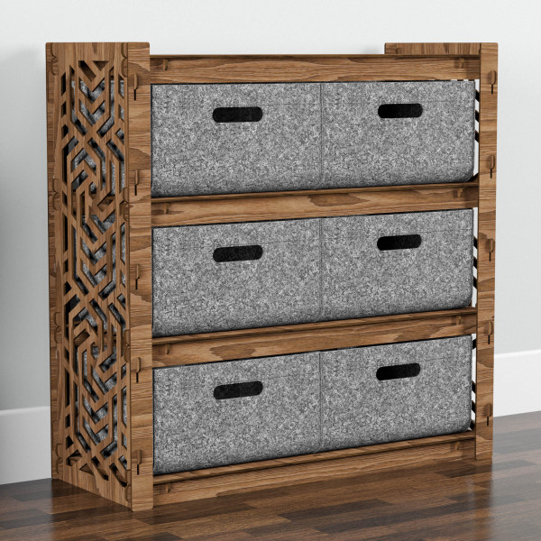 Hexagonica Комод на 6 корзинок серых Chevron 6В (750В х 750Ш х 300Г)