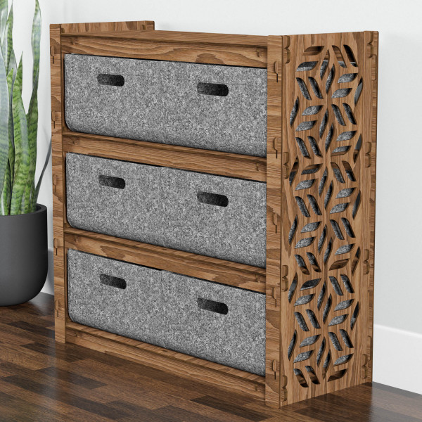 Hexagonica Комод на 6 ящиков серые корзинки Flower 6В (750В х 750Ш х 300Г)