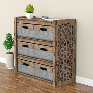 Hexagonica Комод на 6 ящиков серые корзинки Arabic 6В (750В х 750Ш х 345Г)