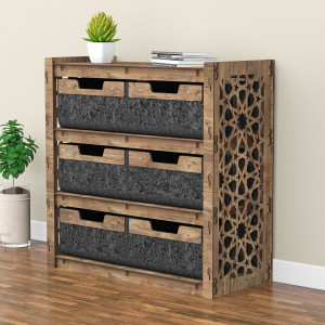 Hexagonica Комод на 6 ящиков черные корзинки Arabic 6В (750В х 750Ш х 345Г)