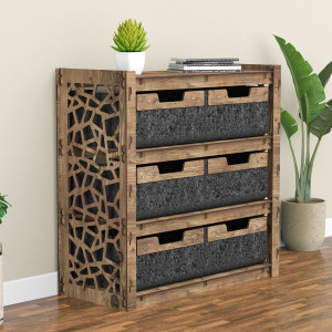 Hexagonica Комод на 6 ящиков черные корзинки Stones 6В (750В х 750Ш х 345Г)