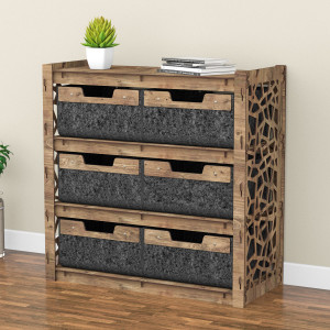 Hexagonica Комод на 6 ящиков черные корзинки Stones 6В (750В х 750Ш х 345Г)