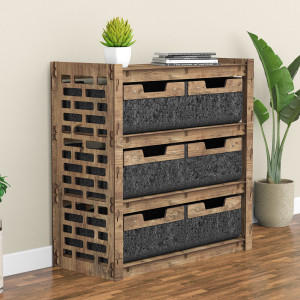 Hexagonica Комод на 6 ящиков черные корзинки Brickwall 6В (750В х 750Ш х 345Г)