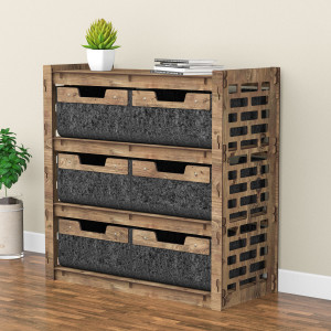 Hexagonica Комод на 6 шухляд чорні кошики Brickwall 6В (750В х 750Ш х 345Г)