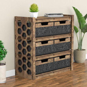 Hexagonica Комод на 6 ящиков черные корзинки Honeycomb 6В (750В х 750Ш х 345Г)