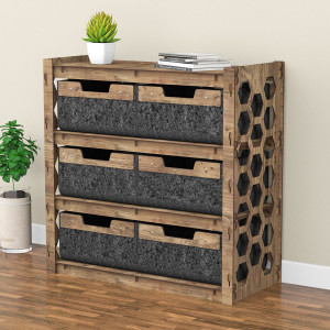 Hexagonica Комод на 6 ящиков черные корзинки Honeycomb 6В (750В х 750Ш х 345Г)