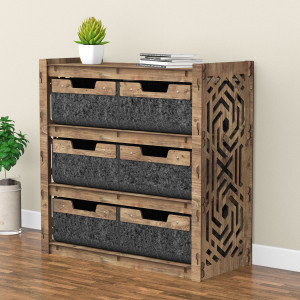 Hexagonica Комод на 6 ящиков черные корзинки Chevron 6В (750В х 750Ш х 345Г)