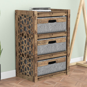 Hexagonica Комод на 3 ящика серые корзинки Arabic 3В (750В х 528Ш х 345Г)