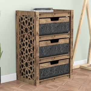 Hexagonica Комод на 3 ящика черные корзинки Arabic 3В (750В х 528Ш х 345Г)