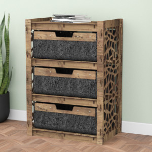 Hexagonica Комод на 3 ящика черные корзинки Stones 3В (750В х 528Ш х 345Г)