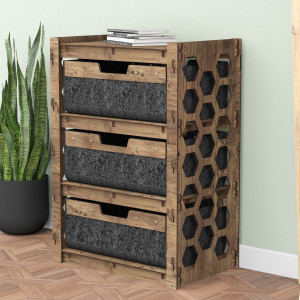 Hexagonica Комод на 3 ящика черные корзинки Honeycomb 3В (750В х 528Ш х 345Г)