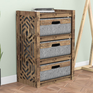 Hexagonica Комод на 3 ящика серые корзинки Chevron 3В (750В х 528Ш х 345Г)