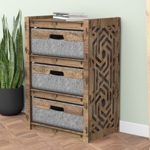 Hexagonica Комод на 3 шухляди сірі кошики Chevron 3В (750В х 528Ш х 345Г)