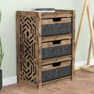 Hexagonica Комод на 3 ящика черные корзинки Chevron 3В (750В х 528Ш х 345Г)