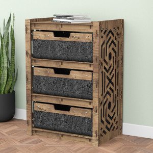 Hexagonica Комод на 3 ящика черные корзинки Chevron 3В (750В х 528Ш х 345Г)