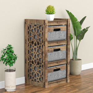 Hexagonica Комод на 3 ящика серые корзинки Arabic 3В (750В х 413Ш х 345Г)